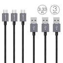 3 Pack BlitzWolf BW-TC1 3.33ft/1m 3A USB Type-C Braided Charging Data Cable With Magic Tape Strap