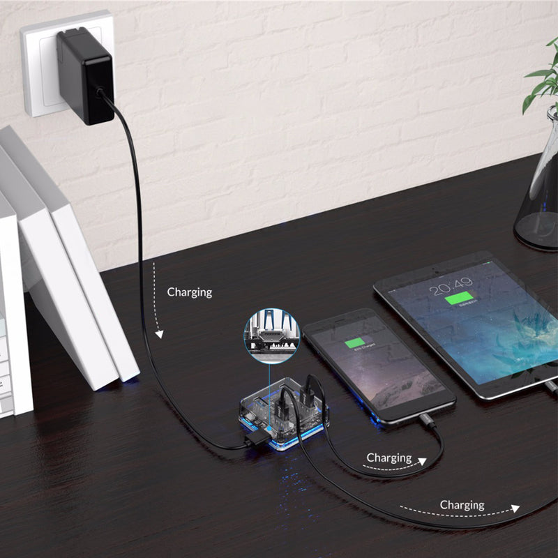 ORICO MH4U Transparent USB 3.0 USB Hub Adapter With 4 USB 3.0 Ports With Data Cable For Laptop Notebook Desktop PC