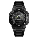 SKMEI 1370 Stainless Steel Waterproof Chrono Dual Digital Watch Business Style Men Wrist Watch