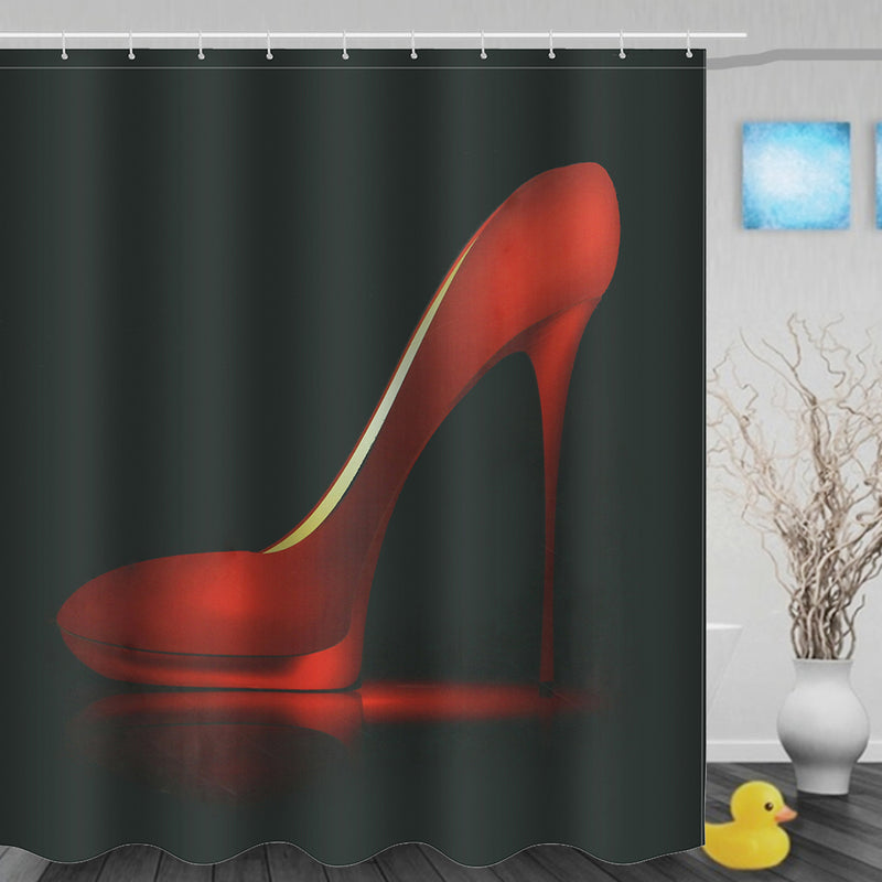 High Red Heels Black Waterproof Bathroom Shower Curtain Liner Polyester Fabric Bathroom Curtain & 12 Hooks