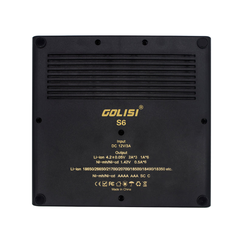 GOLISI S6 LCD Display Rapid Smart  Ni-mh / Ni-cd Battery Charger 18650 26650 18350 16340 21700