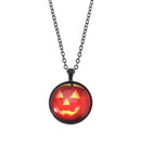 Halloween Pumpkin Witch Necklacee Cute Chain Time Gem Glass Pendant Necklacee