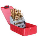 Drillpro 25Pcs M2 HSS 6542 Twist Drill Bit Set 1-13mm Titanium Coated Drill Bit with Metal Box for Wood Metal Drilling