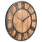 Loskii Creative Round Silent Wooden Wall Clock Decorative Clock for Living Room Home Decorations