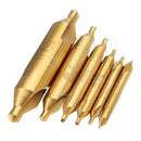 Drillpro 6pcs 1/1.5/2/2.5/3/5mm Center Drills 60 Degree HSS Titanium Coated Countersink Drill Bit