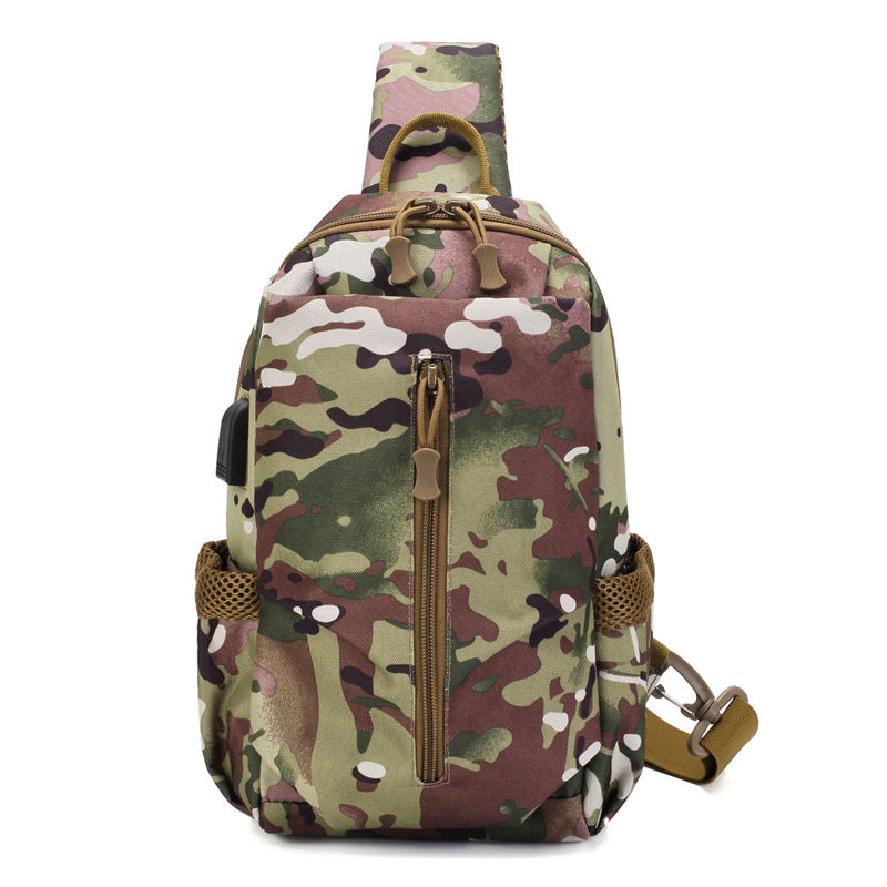 ZANLURE 3611 USB Tactical Bag Oxford Waterproof Chest Bag Shoulder Bag Crossbody Bag Fashion Leisure Hand Bag