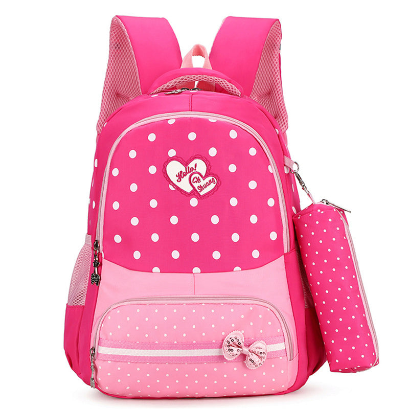 22L Cute Kids Children Girl Backpack Waterproof Nylon School Book Rucksack With Pencil Bag