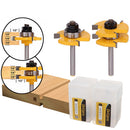 Drillpro RB22 2Pcs Tongue & Groove Router Bit Set 1/4 Inch Shank 3 Teeth T-shape Wood Milling Cutter