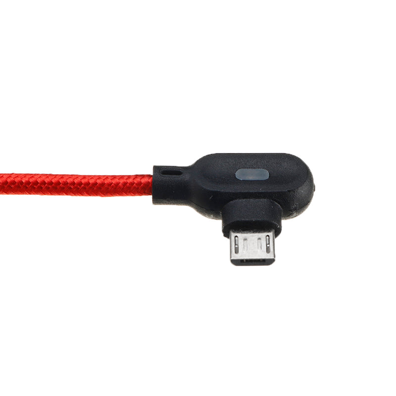 1M 90 Degree 2.4A Breathing Light Micro USB Fast Charging Data Cable For Smartphone Tablet