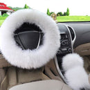 3Pcs 38cm Wool Car Steering Wheel Covers Winter Warm Cushion Universal