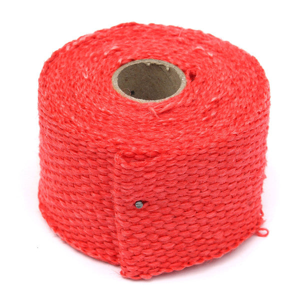 4.5m Exhaust Pipe Heat Insulation Wrap Turbo Header Shields Red with metal strips