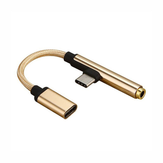 Bakeey USB Type-C Adapter Charger Audio Cable 2 In 1 Type-C To 3.5mm Jack Headphone Aux Converter