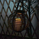 Solar Power Lamp Camping Light Waterproof Outdoor Garden Hanging Lamp Round Rattan Lantern