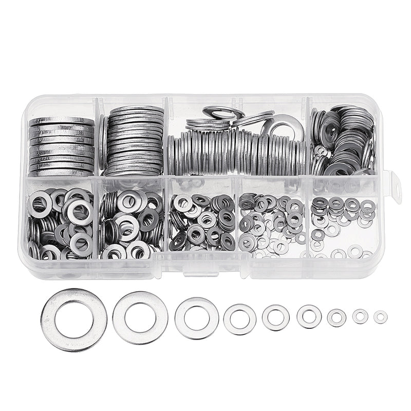 Suleve MXSW4 580Pcs Flat Washer Round Assortment Set 304 Stainless Steel M2 to M12
