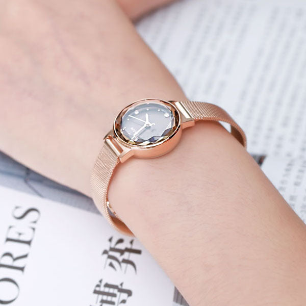 JULIUS 917 Simple Fashion Mesh Stainless Steel Strap Girls Quartz Watch