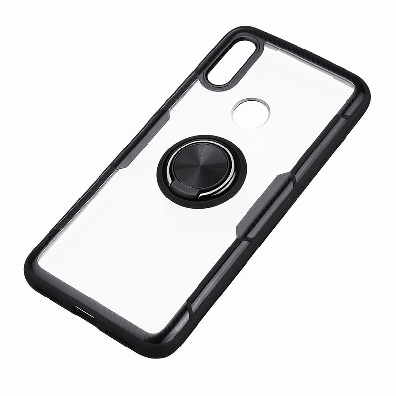 Bakeey Transparent Ring Holder Magnetic Car PC & Carbon Fiber Protective Case For Xiaomi Redmi 7