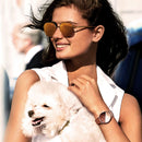 SKENGKE SK K0095 Leather Band Irregular Clock Dial Women Fashion Quartz Watch