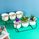 Ceramic Succulent Plant Flower Pot Bonsai Holder Home Tabletop Garden Decor With Stand