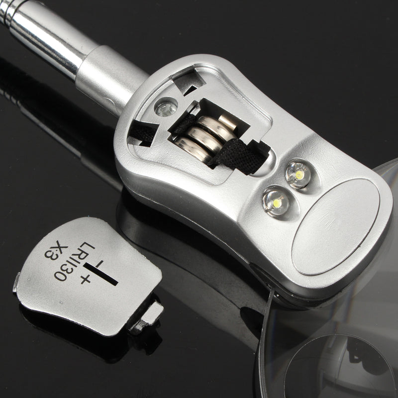 6X Desk Table Clamp Mount LED Lighted Magnifier Lamp Metal Hose Magnifying Glass