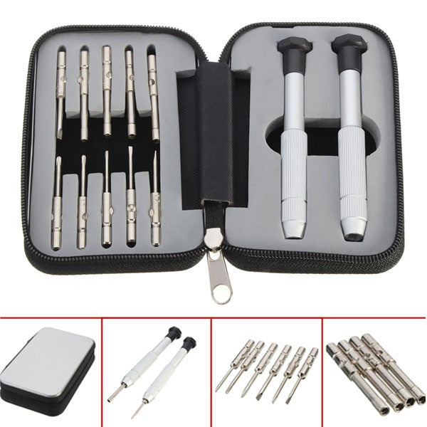 13pcs Glasses Repair Precise Screwdriver Set Suit Watch Hex Tools Handle Cutter Head
