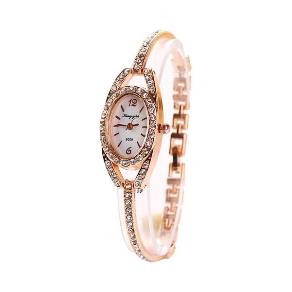 Fashion Ladies Wrist Watch Rhinestones Dial Alloy Women Bracelet Quartz Watch
