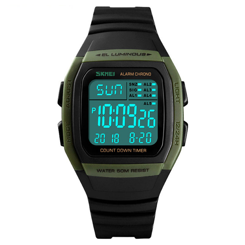 SKMEI 1278 Outdoor 50M Waterproof LED Watch Men Date Luminous Display Countdown Sport Digital Watch