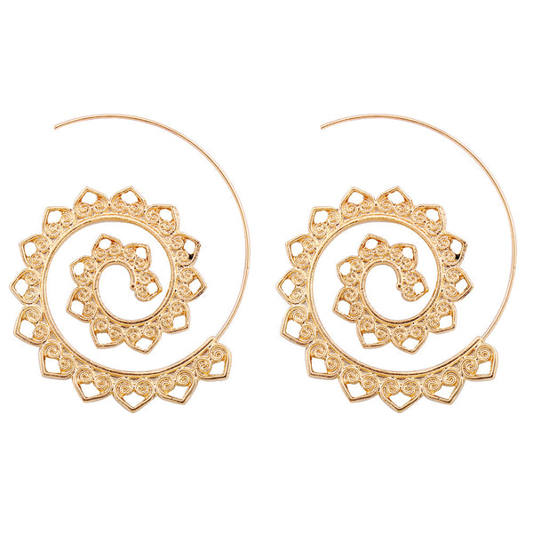 Trendy Big Circle Hoop Exaggerated Spiral Heart Drop Shape Earrings Gift for Women