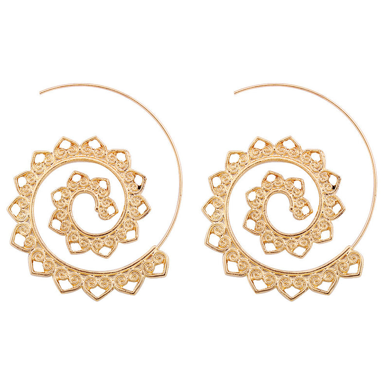 Trendy Big Circle Hoop Exaggerated Spiral Heart Drop Shape Earrings Gift for Women