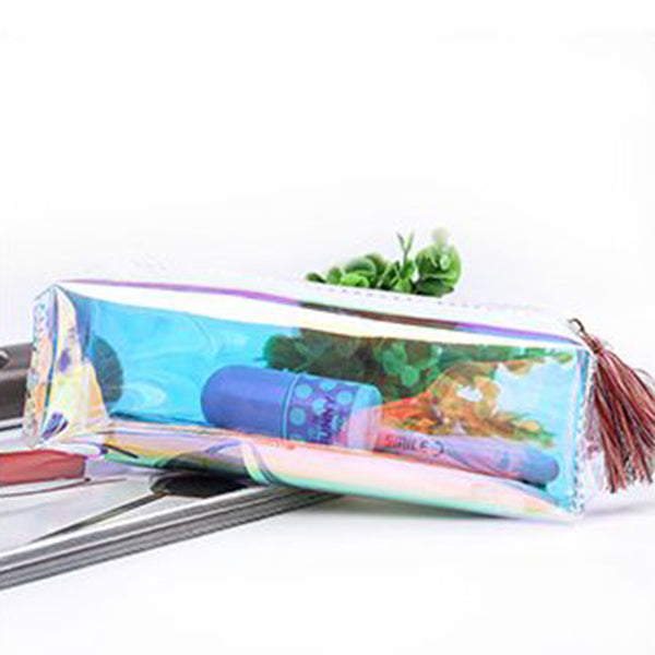 Cool Laser Transparent Color Pencil Bag PVC Waterproof Cosmetic Bag