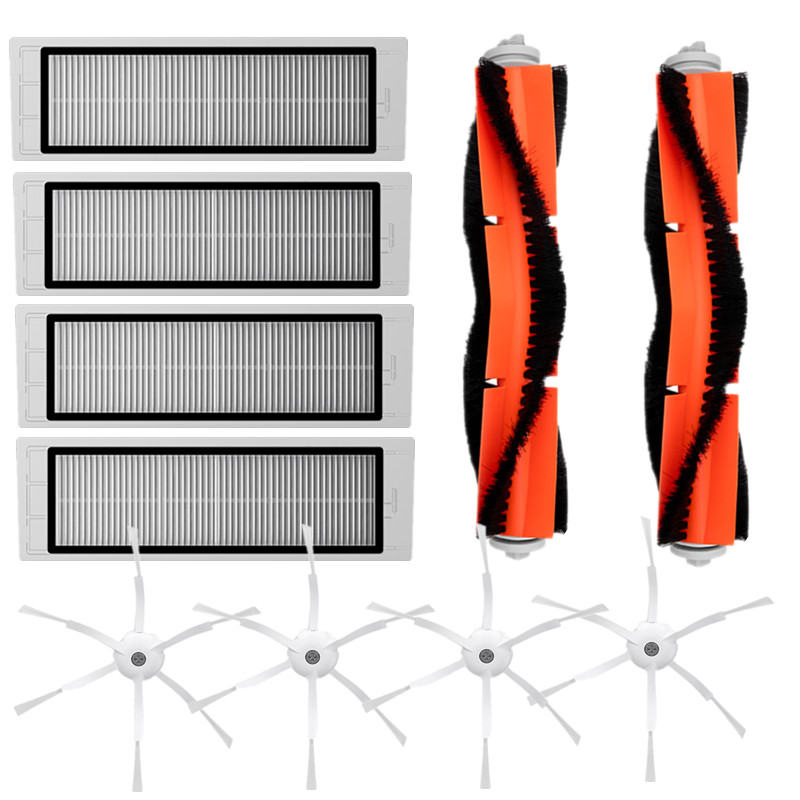 10PCS Replacements for XIAOMI Roborock Xiaowa Vacuum Cleaner Roller Brushes*2 Side Brushes*6 Filters*4