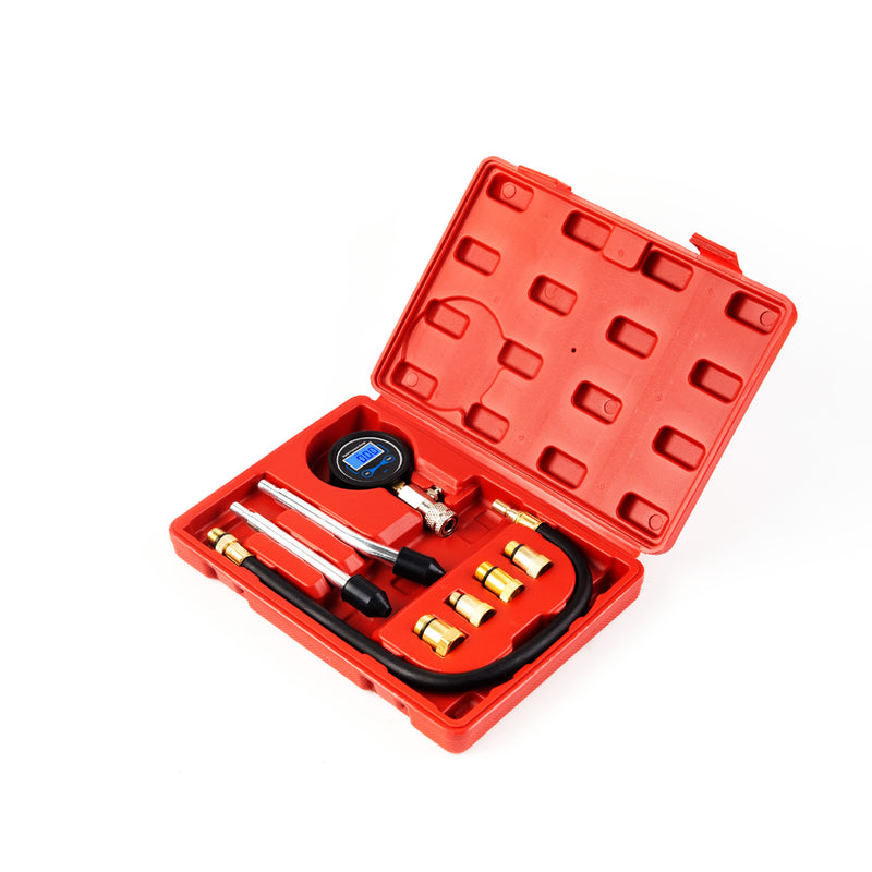 Portable Auto Gas Engine Compression Cylinder Pressure Gauge Tester Tool Kit