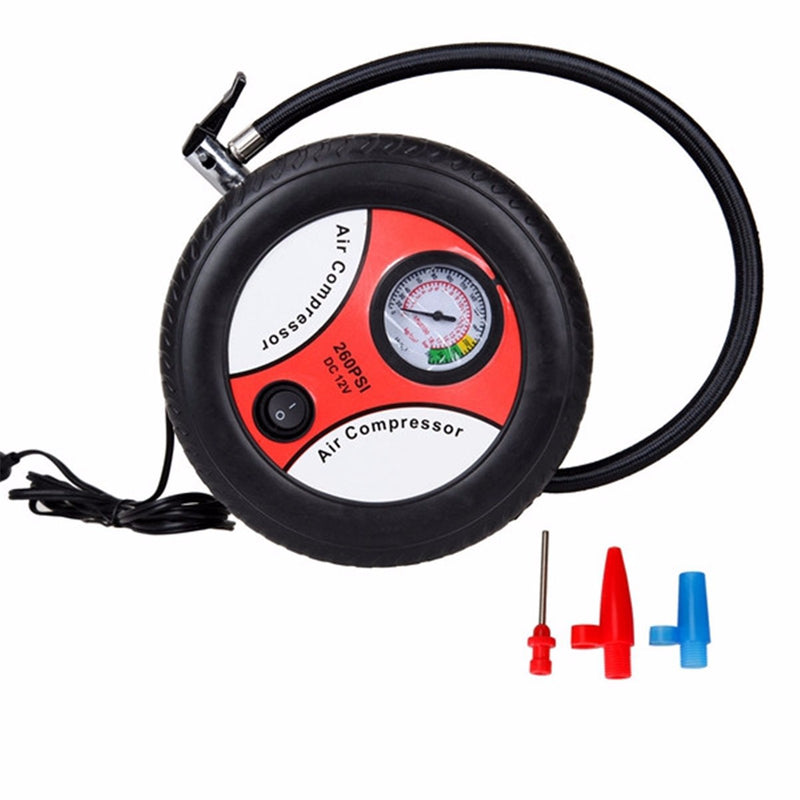 DC 12V Portable Air Compressor Car Bicycle Tire Pump Sports Balls Airbeds Inflatable Toys Air Pump + 3pcs Nozzle Adapter