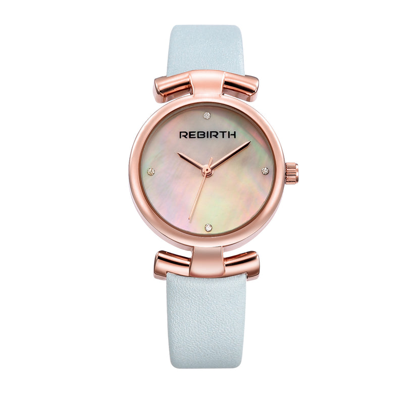 REBIRTH RE049 Simple Design Clock Women Wrist Watch Leather Strap Quartz Watches