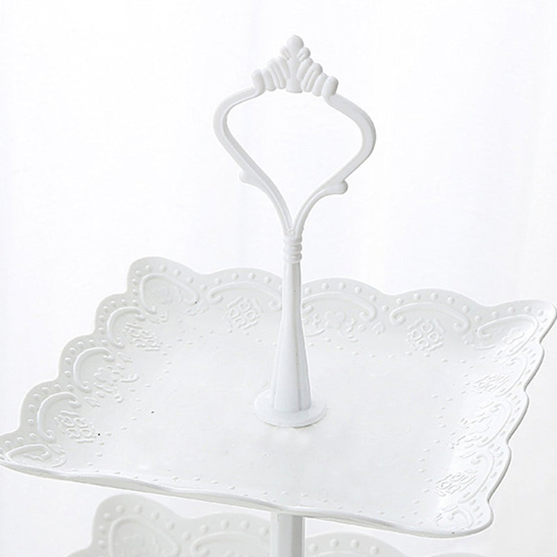 3 Tier Cake Stand Afternoon Tea Wedding Plates Party Embossed Display Tableware Cake Decorations