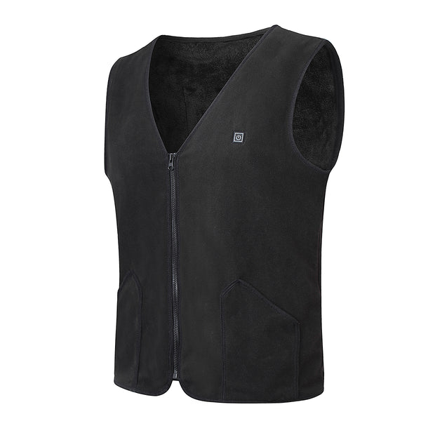 Intelligent Winter Electric Heated USB Sleeveless Waistcoat Heating Jacket Temperature Control Full Zipper Black