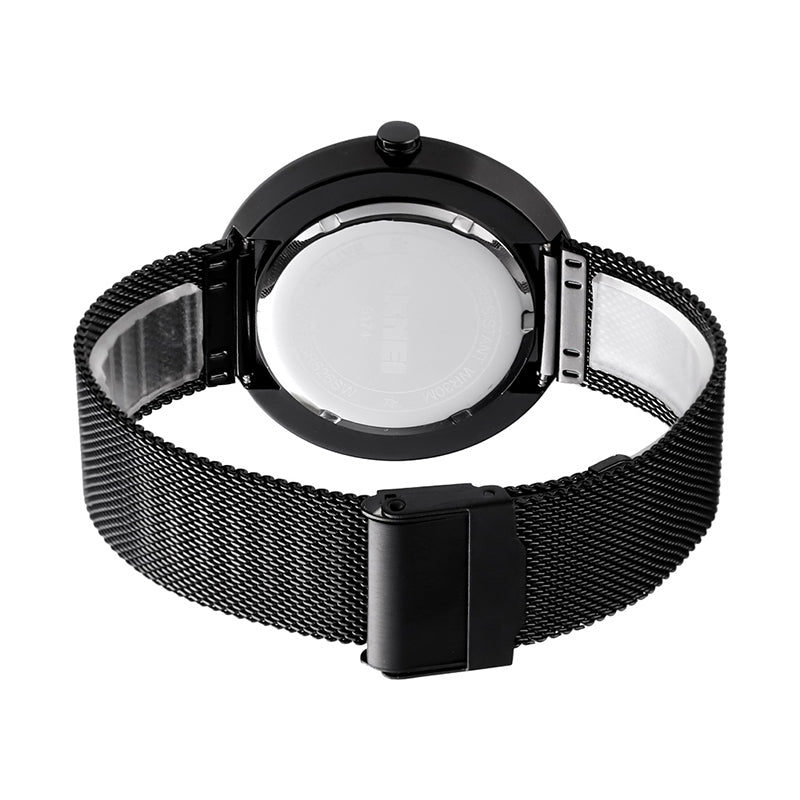 SKMEI 9174 Creative Small Triangle Display Fashion Black Steel Men Watch Quartz Watch