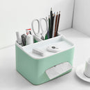 Multifunctional Tissue Box Desktop Plastic Pencil Pen Holder Remote Control Storage Box Sundries Organizer Office Home Supplies
