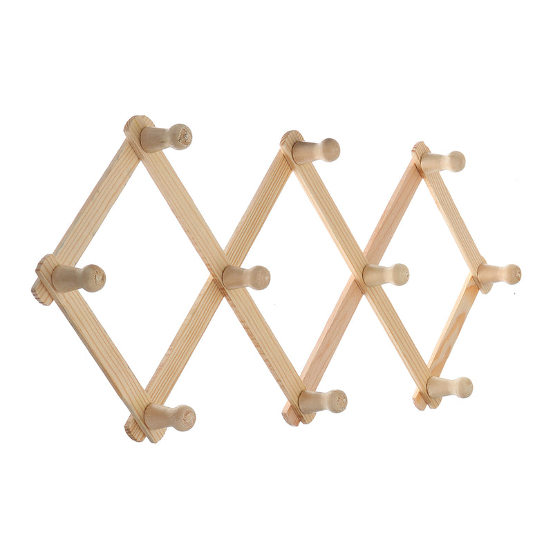Wooden Hanger Rack Clothes Coat Wall Mounted Hanging Hat Towel Hook Retractable