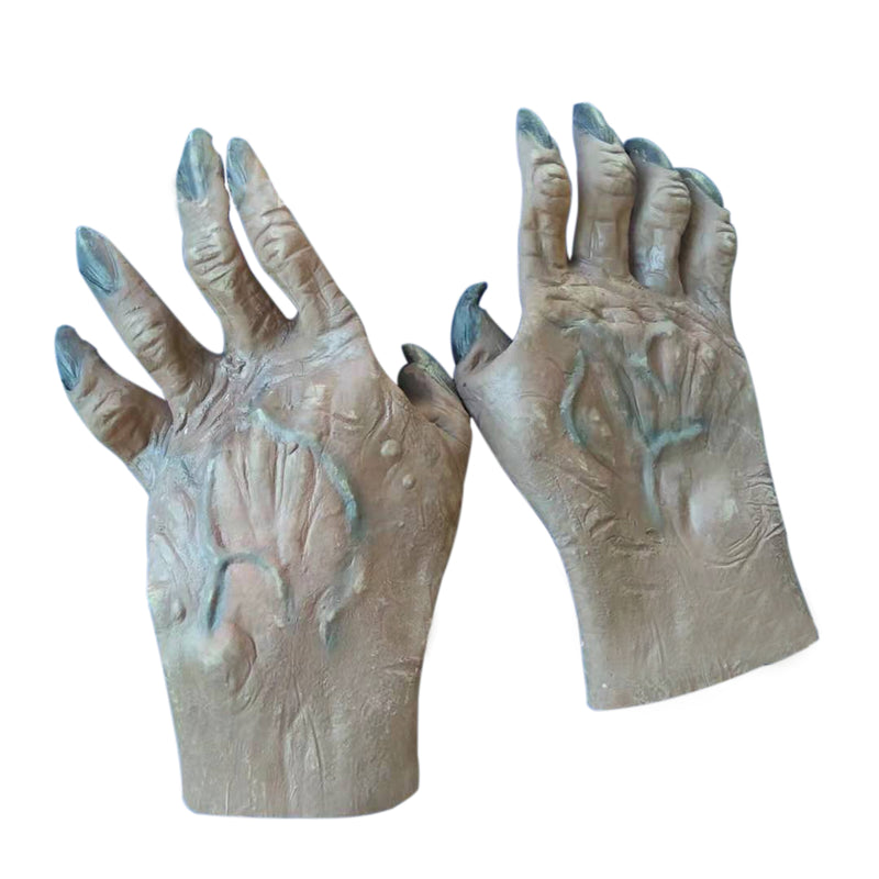 Adult Halloween Werewolf Monster Hands Glove+Feet Shoes Cover Costume Accessory
