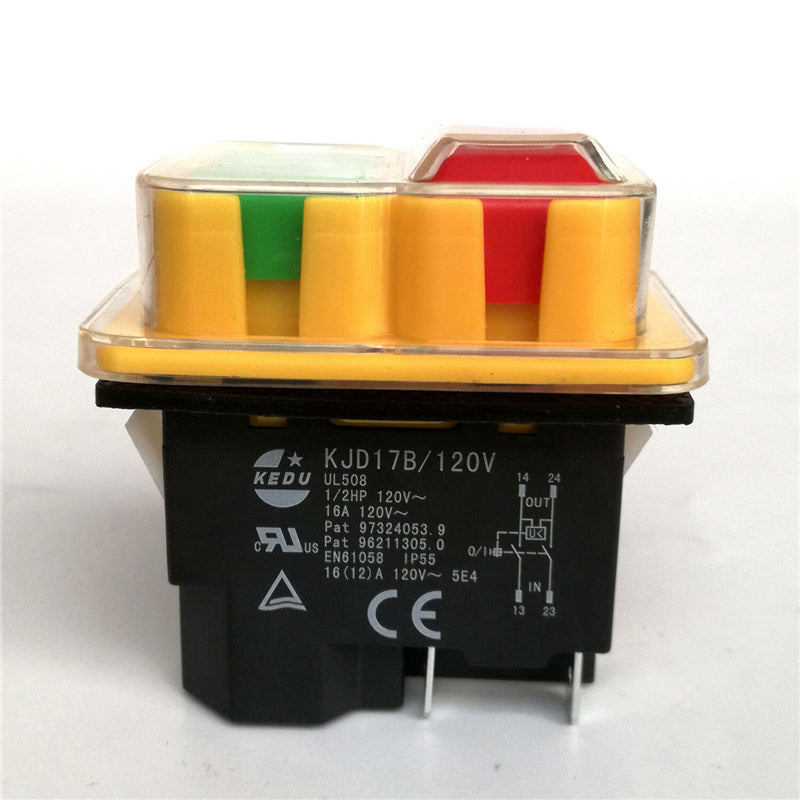 KEDU KJD17B/120V 16A 4 Pin Waterproof Electromagnetic On Off Push Button Switch