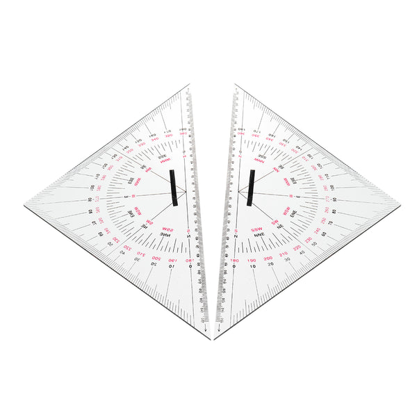 2pcs Navigation Triangular Protractor 300mm Acrylic Hypotenuse Nautical Squares