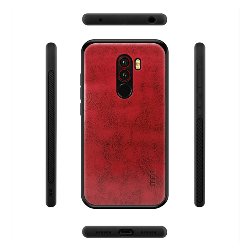 Mofi Shockproof PU Leather Pattern Soft TPU Back Cover Protective Case for Xiaomi Pocophone F1