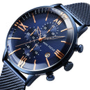 MINI FOCUS MF0236G Business Chronograph Calendar Mesh Steel Quartz Watch Men Wristwatch