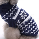 Christmas Snowflake Pet Dog Knit Crochet Warm Sweaters Turtleneck Jumpsuit Clothes Small Dog Outwear