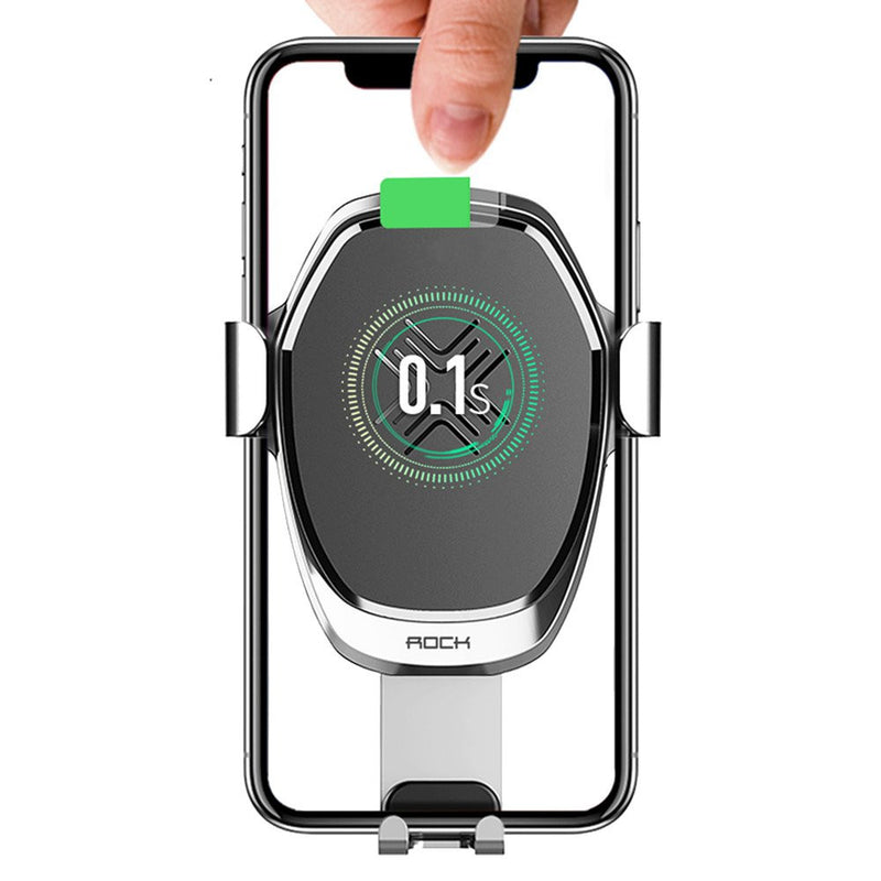 Rock Upgraded 10W 7.5W 5W Intelligent Qi Wireless Fast Charge Auto Lock Car Holder for Mobile Phone