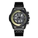 BAGARI 1822G All Dial Work Military Style Stainless Steel Strap Luminous Calendar Men Watch Quartz Watch