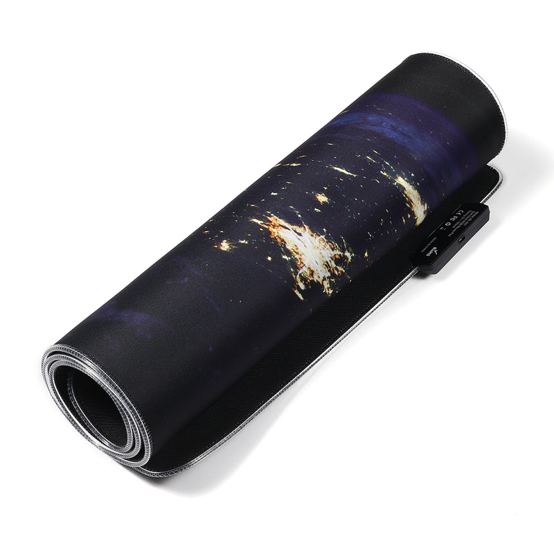 The Space USB Wired RGB Colorful Backlit LED Mouse Pad Anti-Slip Gaming Mice Table Desk Mat
