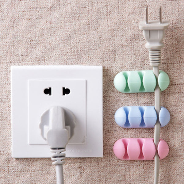 2Pcs Self-adhesive Data Cable Line Organizer Clip 3 Slot Silicone Wire Cable Holder Cable Management