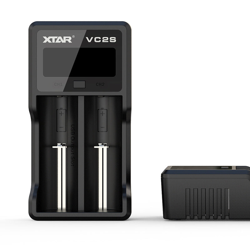 XTAR VC2S 2 Slots Colorful VA LCD Screen USB Charging Battery Charger & Power Bank With  Adjustable