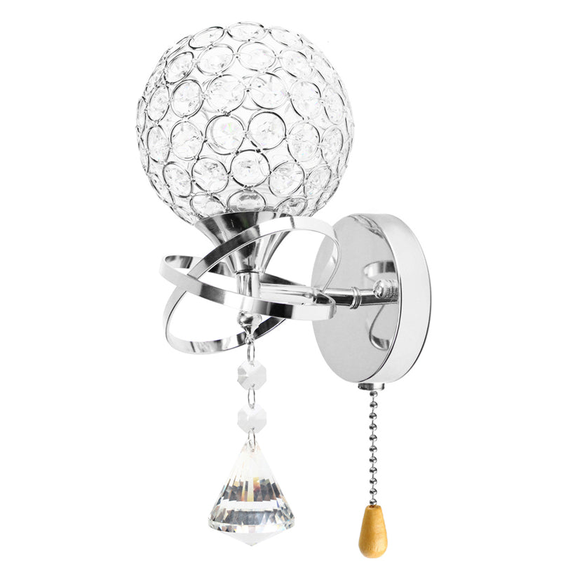 Single Head Silver/Golden Crystal Wall Light Lamp Fixture Sconce Bedroom Hallway Fitting